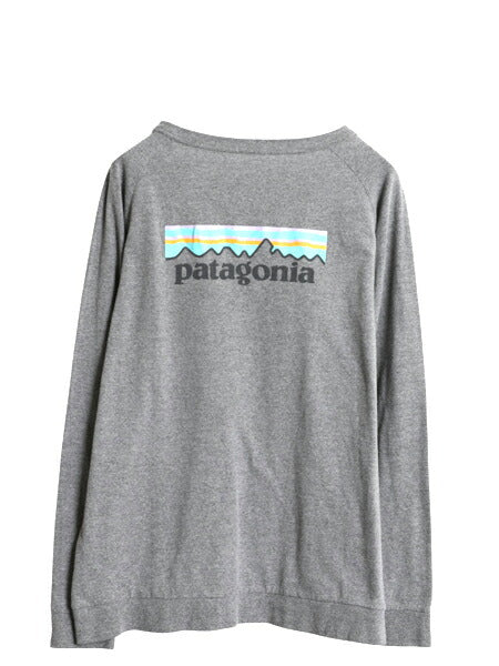 パタゴニア 両面 プリント 長袖 Tシャツ レディース М / 古着 19年製 アウトドア ロンT ロングスリーブ ロゴT P6 バックプリント グレー