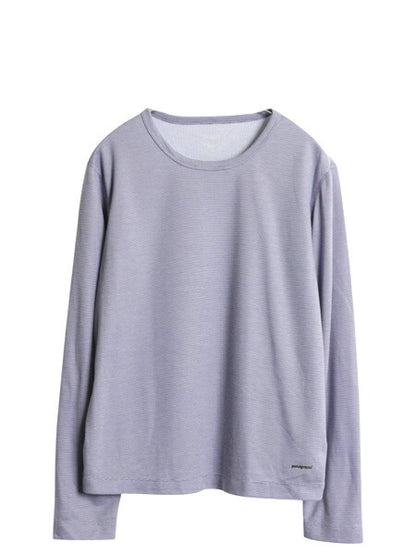 00s USA製 パタゴニア キャプリーン 長袖 Tシャツ レディース L 03年製 オールド アウトドア ボーダー ストレッチ アンダーシャツ インナー