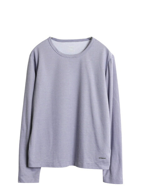 00s USA製 パタゴニア キャプリーン 長袖 Tシャツ レディース L 03年製 オールド アウトドア ボーダー ストレッチ アンダーシャツ インナー
