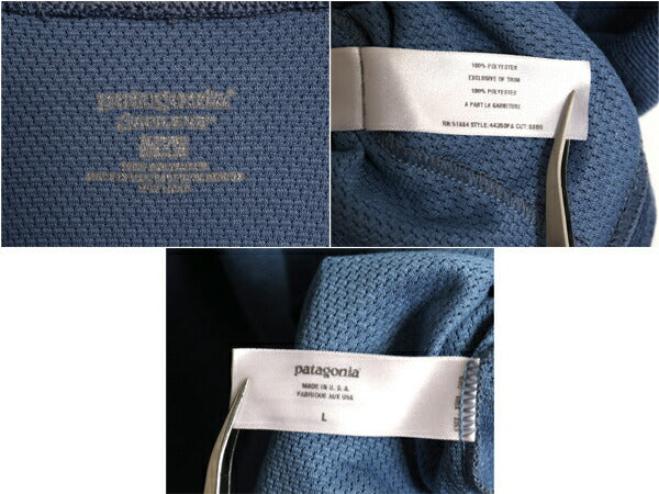 00s USA製 パタゴニア モックネック キャプリーン 長袖 Tシャツ メンズ L / 03年製 オールド ロンT ボーダー ストレッチ アンダーシャツ 青