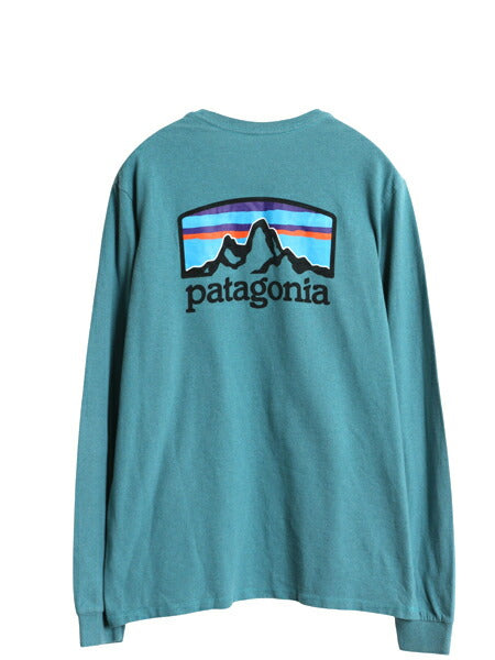 パタゴニア 両面 プリント 長袖 Tシャツ メンズ XS 古着 アウトドア ロンT ロゴT ロングスリーブ カットソー グラフィック アート イラスト