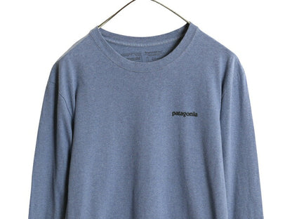パタゴニア 両面 プリント 長袖 Tシャツ メンズ М 古着 19年製 ロンT ロングスリーブ フィッツロイ バイソン イラスト バックプリント 青
