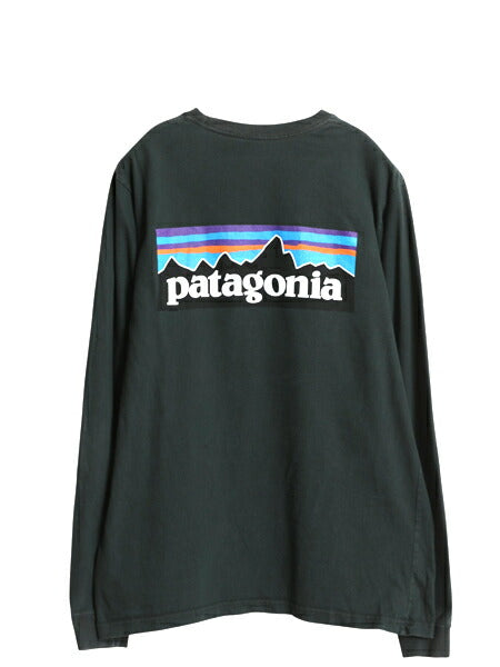 パタゴニア 両面 プリント 長袖 Tシャツ メンズ S 16年製 アウトドア ロンT ロングスリーブ P6 バックプリント ボックスロゴ カットソー 黒