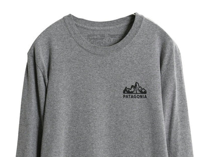 パタゴニア 両面 プリント 長袖 Tシャツ メンズ M 19年製 ロンT ロゴT ロングスリーブ グラフィック フィッツロイ スコープ カットソー 灰