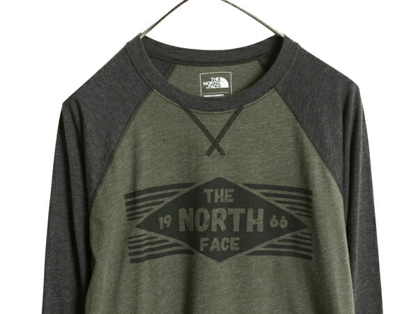 ノースフェイス ロゴ プリント 長袖 ベースボール Tシャツ メンズ S / 古着 アウトドア ラグラン ロンT ロゴT ロングTシャツ 前V ツートン