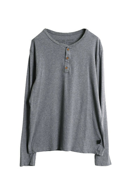 パタゴニア ヘンリーネック 長袖 Tシャツ メンズ М 古着 アウトドア ロンT ロングスリーブ カットソー インナー ワンポイント トップス 灰