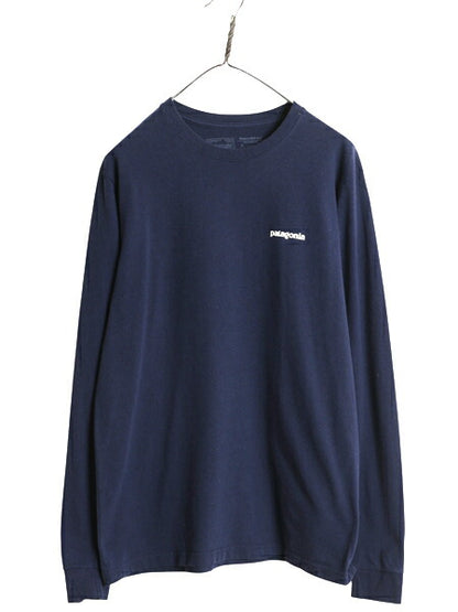 パタゴニア 両面 プリント 長袖 Tシャツ メンズ M 18年製 アウトドア ロンT ロングスリーブ P6 バックプリント ボックスロゴ カットソー 紺
