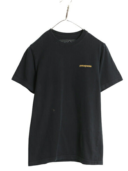 USA製 パタゴニア 両面 プリント 半袖 Tシャツ メンズ XS 古着 アウトドア 波 アート イラスト グラフィック カットソー バックプリント 黒