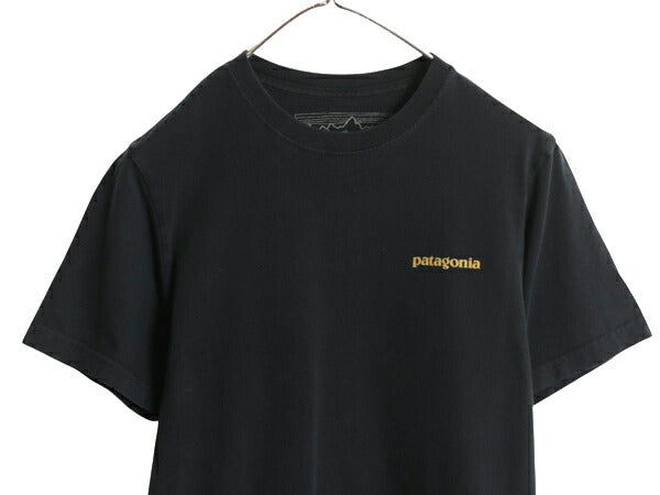 USA製 パタゴニア 両面 プリント 半袖 Tシャツ メンズ XS 古着 アウトドア 波 アート イラスト グラフィック カットソー バックプリント 黒