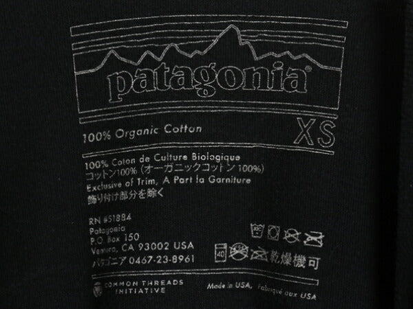 USA製 パタゴニア 両面 プリント 半袖 Tシャツ メンズ XS 古着 アウトドア 波 アート イラスト グラフィック カットソー バックプリント 黒