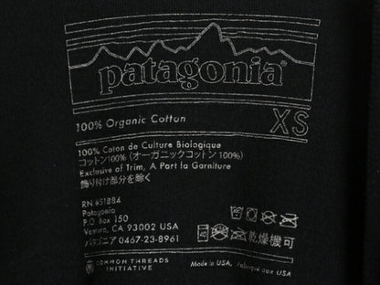 USA製 パタゴニア 両面 プリント 半袖 Tシャツ メンズ XS 古着 アウトドア 波 アート イラスト グラフィック カットソー バックプリント 黒