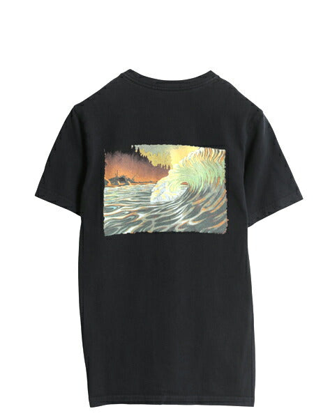 USA製 パタゴニア 両面 プリント 半袖 Tシャツ メンズ XS 古着 アウトドア 波 アート イラスト グラフィック カットソー バックプリント 黒