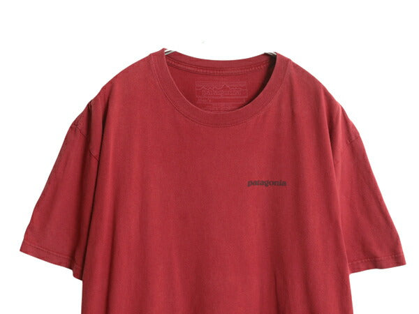 パタゴニア 両面 プリント 半袖 Tシャツ メンズ L / 古着 14年製 アウトドア ロゴT バックプリント カットソー グラフィック バーガンディ