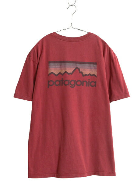 パタゴニア 両面 プリント 半袖 Tシャツ メンズ L / 古着 14年製 アウトドア ロゴT バックプリント カットソー グラフィック バーガンディ