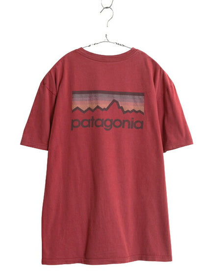 パタゴニア 両面 プリント 半袖 Tシャツ メンズ L / 古着 14年製 アウトドア ロゴT バックプリント カットソー グラフィック バーガンディ