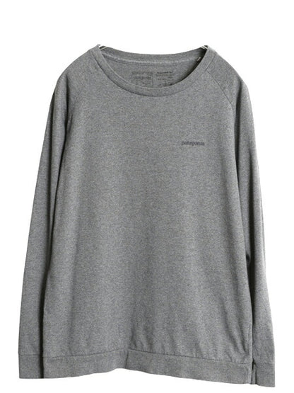 パタゴニア 両面 プリント 長袖 Tシャツ レディース S / 20年製 アウトドア ロンT ロングスリーブ ロゴT P6 バックプリント カットソー 灰