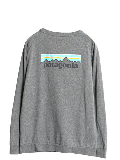 パタゴニア 両面 プリント 長袖 Tシャツ レディース S / 20年製 アウトドア ロンT ロングスリーブ ロゴT P6 バックプリント カットソー 灰