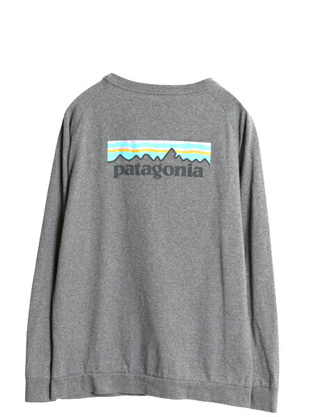 パタゴニア 両面 プリント 長袖 Tシャツ レディース S / 20年製 アウトドア ロンT ロングスリーブ ロゴT P6 バックプリント カットソー 灰