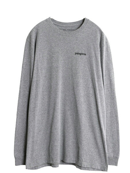 パタゴニア 両面 プリント 長袖 Tシャツ メンズ L 古着 アウトドア ロンT ロングスリーブ グラフィック アート イラスト カットソー グレー