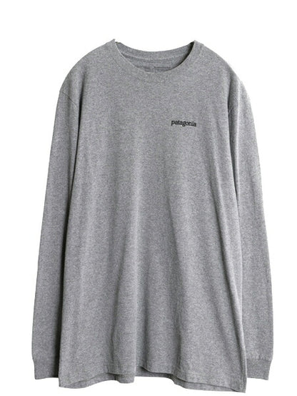 パタゴニア 両面 プリント 長袖 Tシャツ メンズ L 古着 アウトドア ロンT ロングスリーブ グラフィック アート イラスト カットソー グレー