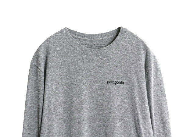 パタゴニア 両面 プリント 長袖 Tシャツ メンズ L 古着 アウトドア ロンT ロングスリーブ グラフィック アート イラスト カットソー グレー