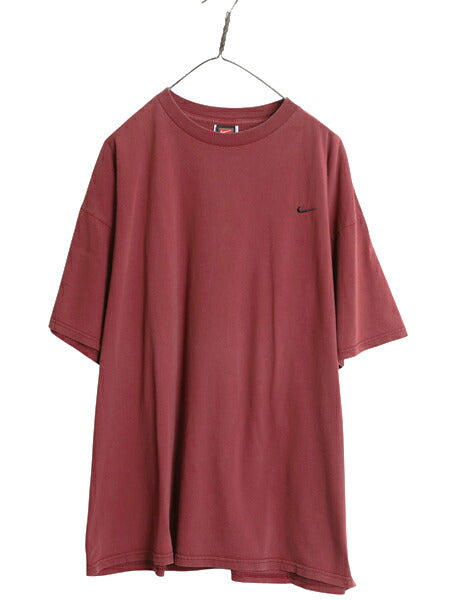 00s ナイキ ワンポイント スモール スウッシュ 刺繍 半袖 Tシャツ メンズ XXL オールド ヘビーウェイト コットン カットソー 大きいサイズ