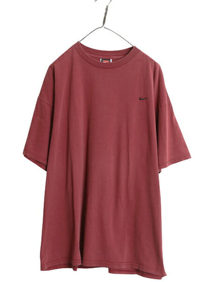 00s ナイキ ワンポイント スモール スウッシュ 刺繍 半袖 Tシャツ メンズ XXL オールド ヘビーウェイト コットン カットソー 大きいサイズ