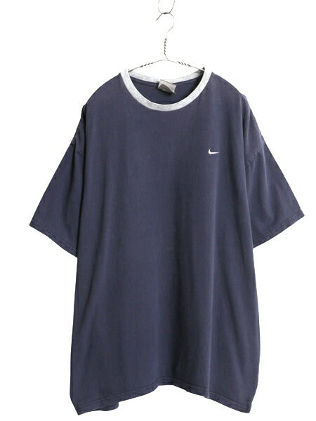 00s ナイキ ワンポイント スモール スウッシュ 刺繍 半袖 Tシャツ メンズ XXL オールド ヘビーウェイト リンガー カットソー 大きいサイズ
