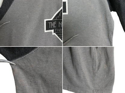 ノースフェイス ロゴ プリント ベースボール Tシャツ レディース XL / アウトドア 7分丈 ラグラン ロンT ロゴT 長袖Tシャツ 前V ツートン