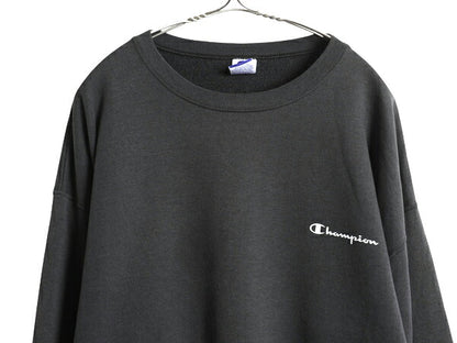 90s チャンピオン ワンポイント スウェット メンズ レディース XL オールド 裏起毛 トレーナー スクリプト ロゴ プリント 大きいサイズ 灰