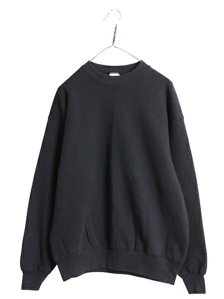90s USA製 BVD 無地 スウェット メンズ レディース L 古着 オールド トレーナー 裏起毛 シンプル ブランク ゆったり ブラック トップス 黒