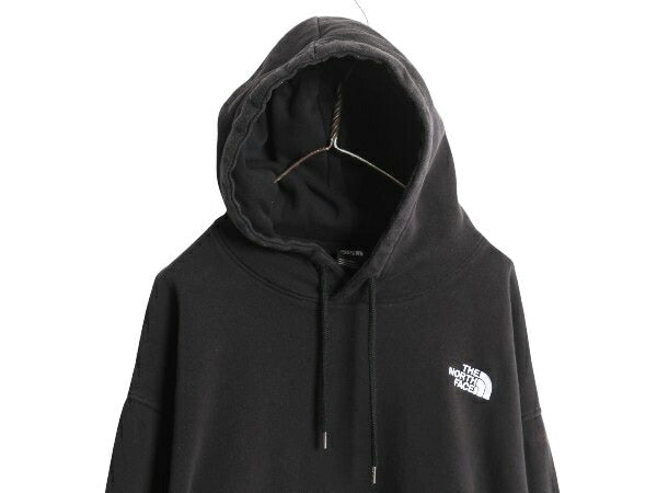 ノースフェイス スウェット フード パーカー メンズ L / 古着 トレーナー プルオーバー 裏起毛 アウトドア ワンポイント ゆったり ブラック