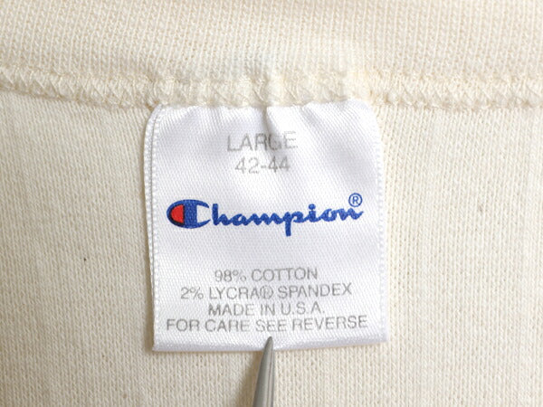 90s USA製 チャンピオン 長袖 Tシャツ メンズ L / オールド リブ編み 針抜き ロンT ロングスリーブ カットソー ストレッチ 無地 ナチュラル