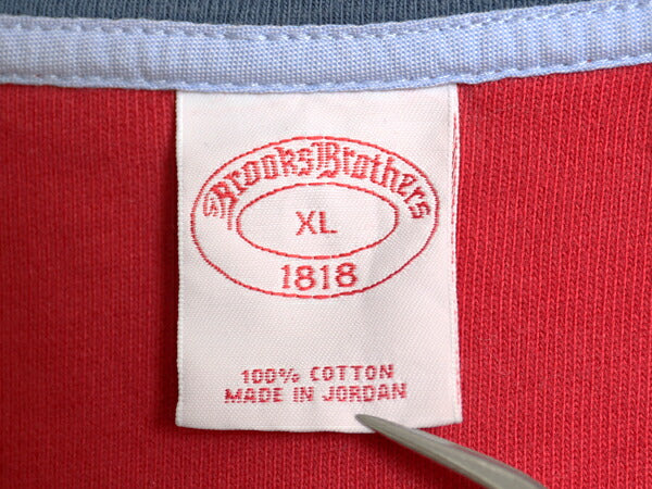 ブルックスブラザーズ ハーフジップ 長袖 Tシャツ メンズ XL ハイネック プルオーバー ラガーシャツ 素材 ロンT ワンポイント 大きいサイズ
