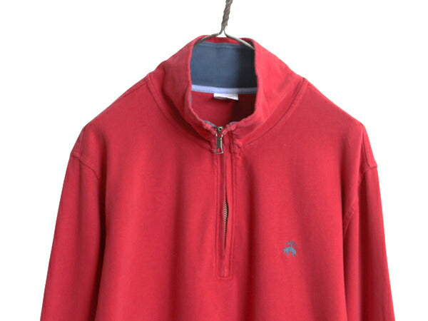 ブルックスブラザーズ ハーフジップ 長袖 Tシャツ メンズ XL ハイネック プルオーバー ラガーシャツ 素材 ロンT ワンポイント 大きいサイズ