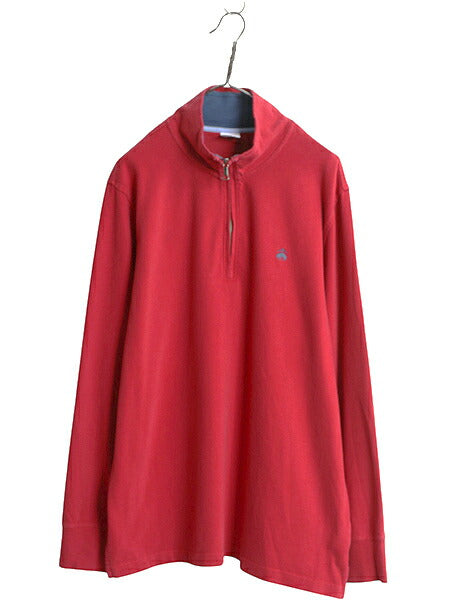 ブルックスブラザーズ ハーフジップ 長袖 Tシャツ メンズ XL ハイネック プルオーバー ラガーシャツ 素材 ロンT ワンポイント 大きいサイズ