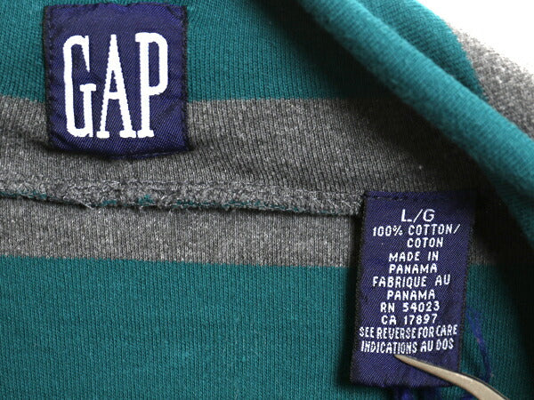 90s オールド ギャップ タートルネック ボーダー 長袖 Tシャツ メンズ L / ロンT スムース ストレッチ コットン シングルステッチ ツートン
