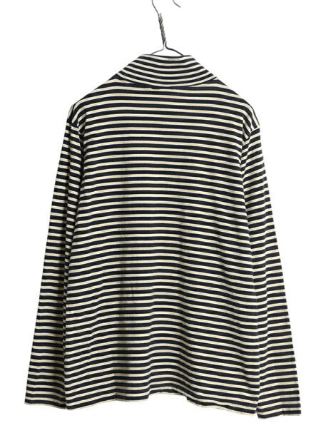 90s トミー ヒルフィガー ボーダー 長袖 Tシャツ メンズ XL / ロングスリーブ ストレッチ コットン ハイネック ワンポイント 大きいサイズ