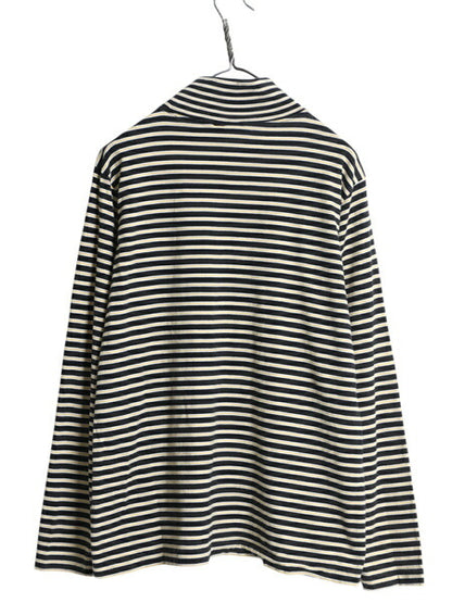 90s トミー ヒルフィガー ボーダー 長袖 Tシャツ メンズ XL / ロングスリーブ ストレッチ コットン ハイネック ワンポイント 大きいサイズ