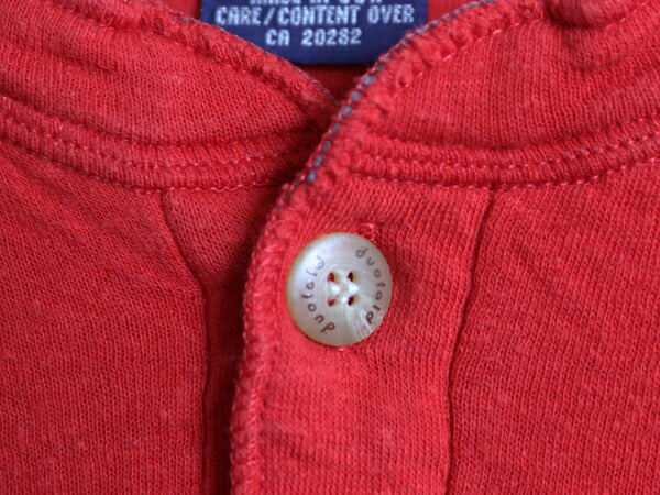 90s USA製 デュオフォールド ヘンリーネック 長袖 Tシャツ メンズ XL / 古着 オールド 無地 ロンT カットソー ストレッチ 2レイヤー レッド