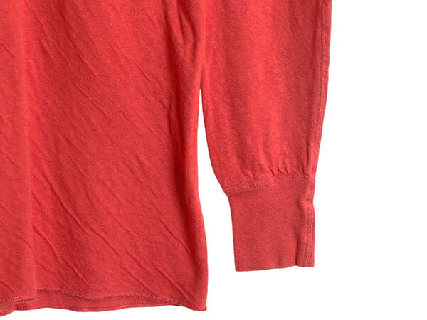 90s USA製 デュオフォールド ヘンリーネック 長袖 Tシャツ メンズ XL / 古着 オールド 無地 ロンT カットソー ストレッチ 2レイヤー レッド
