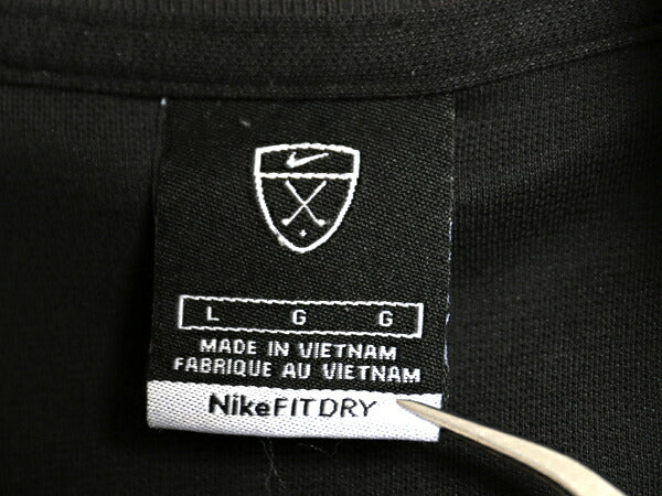 00s ナイキ ゴルフ 長袖 ポロシャツ メンズ L 古着 オールド 長袖シャツ スウッシュ ワンポイント カットソー FITDRY スムース シンプル 黒