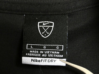 00s ナイキ ゴルフ 長袖 ポロシャツ メンズ L 古着 オールド 長袖シャツ スウッシュ ワンポイント カットソー FITDRY スムース シンプル 黒