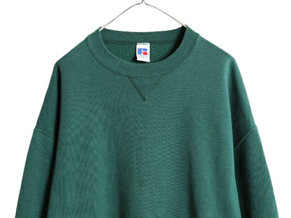 90s USA製 ラッセル 無地 スウェット メンズ レディース XXL 古着 90年代 オールド RUSSELL トレーナー 前V 裏起毛 スエット クルーネック