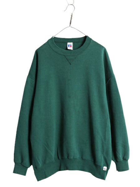 90s USA製 ラッセル 無地 スウェット メンズ レディース XXL 古着 90年代 オールド RUSSELL トレーナー 前V 裏起毛 スエット クルーネック