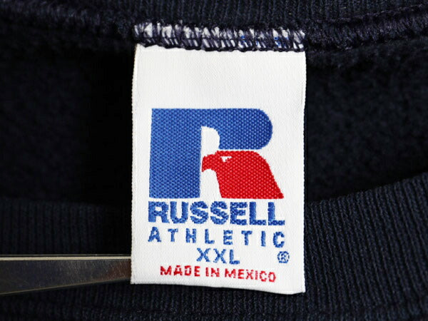 90s ラッセル 無地 スウェット メンズ レディース XXL / 90年代 オールド RUSSELL トレーナー 前V 裏起毛 スエット クルーネック ネイビー