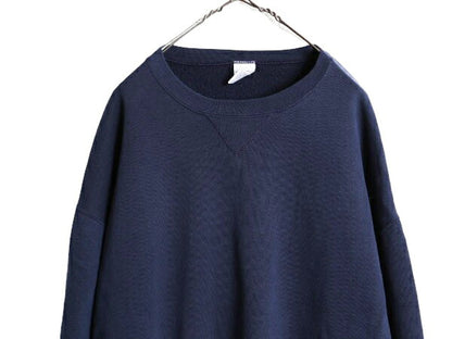 90s ラッセル 無地 スウェット メンズ レディース XXL / 90年代 オールド RUSSELL トレーナー 前V 裏起毛 スエット クルーネック ネイビー
