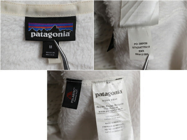 パタゴニア フルジップ リツール ジャケット レディース M / 古着 19年製 Patagonia アウトドア パイル フリース ブルゾン ハイネック 白
