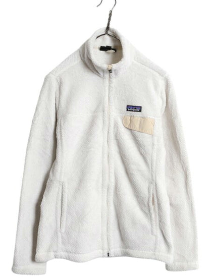 パタゴニア フルジップ リツール ジャケット レディース M / 古着 19年製 Patagonia アウトドア パイル フリース ブルゾン ハイネック 白