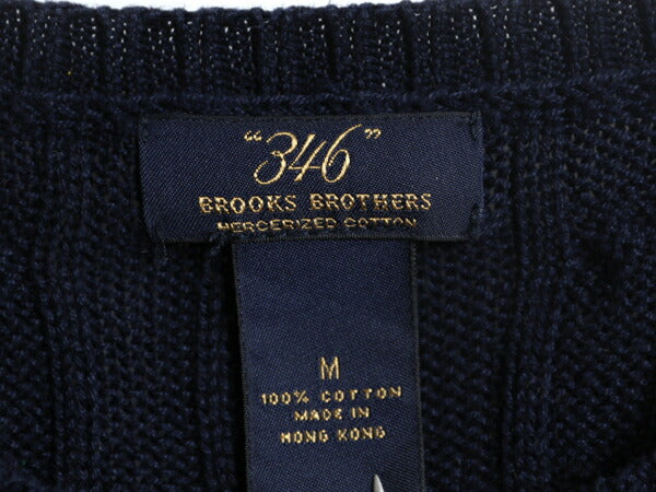 ブルックスブラザーズ コットン ケーブル ニット セーター レディース М 紺 Brooks Brothers 346 長袖ニット クルーネック 無地 シンプル
